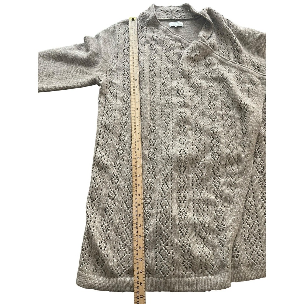 Lucky Brand Open Front Knit Waterfall Cardigan Large Tan Beige Large Boho - Picture 3 of 6